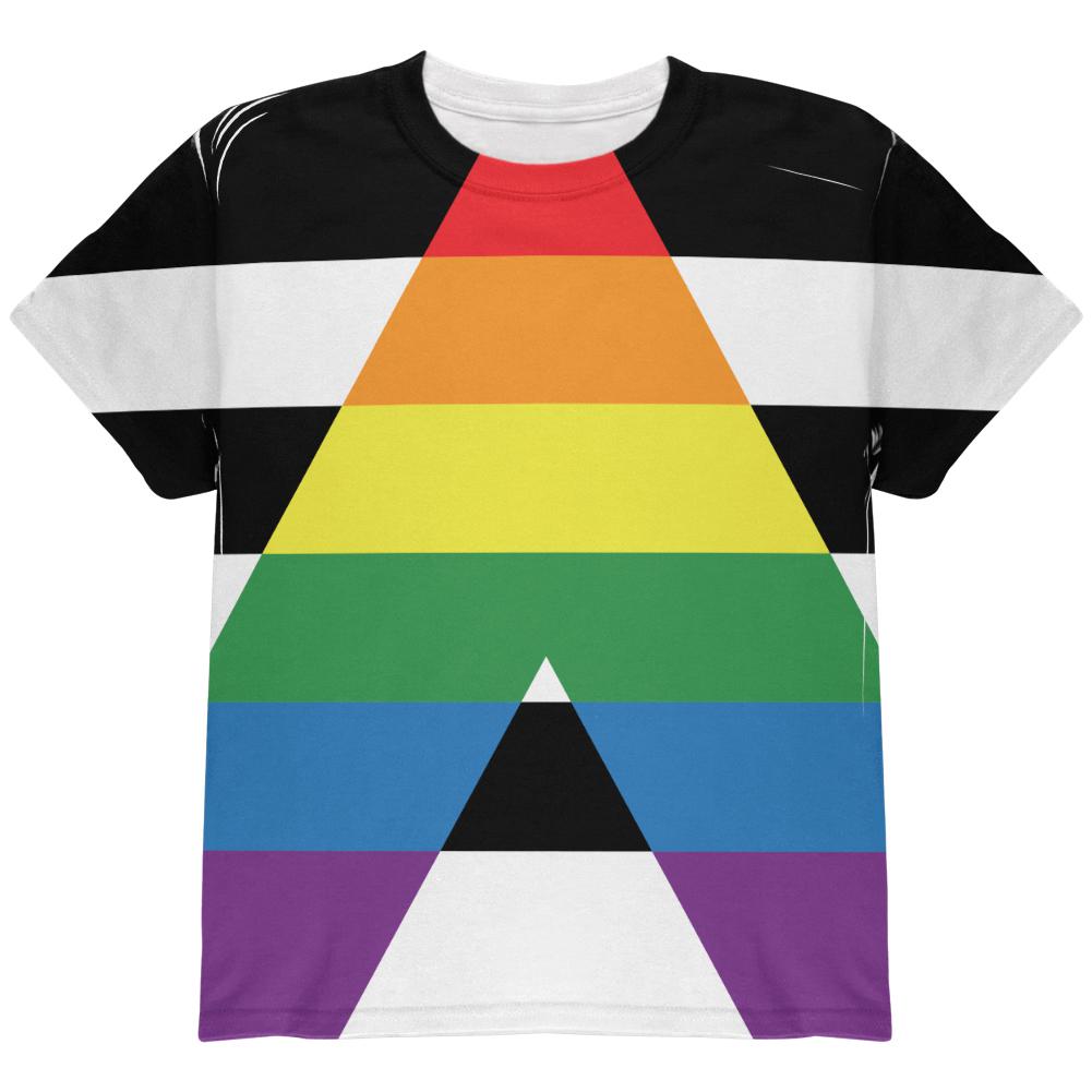 LGBT Straight Ally Pride Flag All Over Youth T Shirt Youth T-Shirts Old Glory LG Multi
