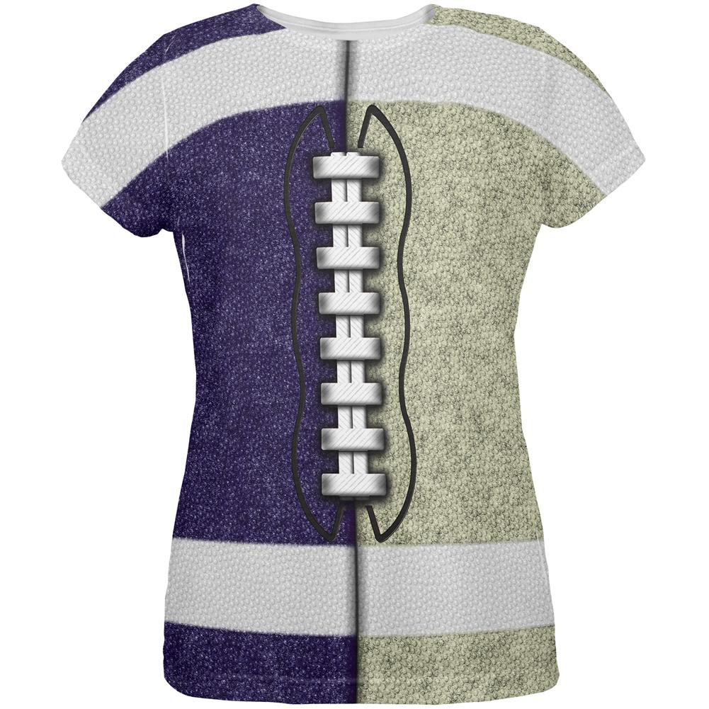 Fantasy Football Team Navy and Gold All Over Womens T Shirt Women's T-Shirts Old Glory 2XL Multi