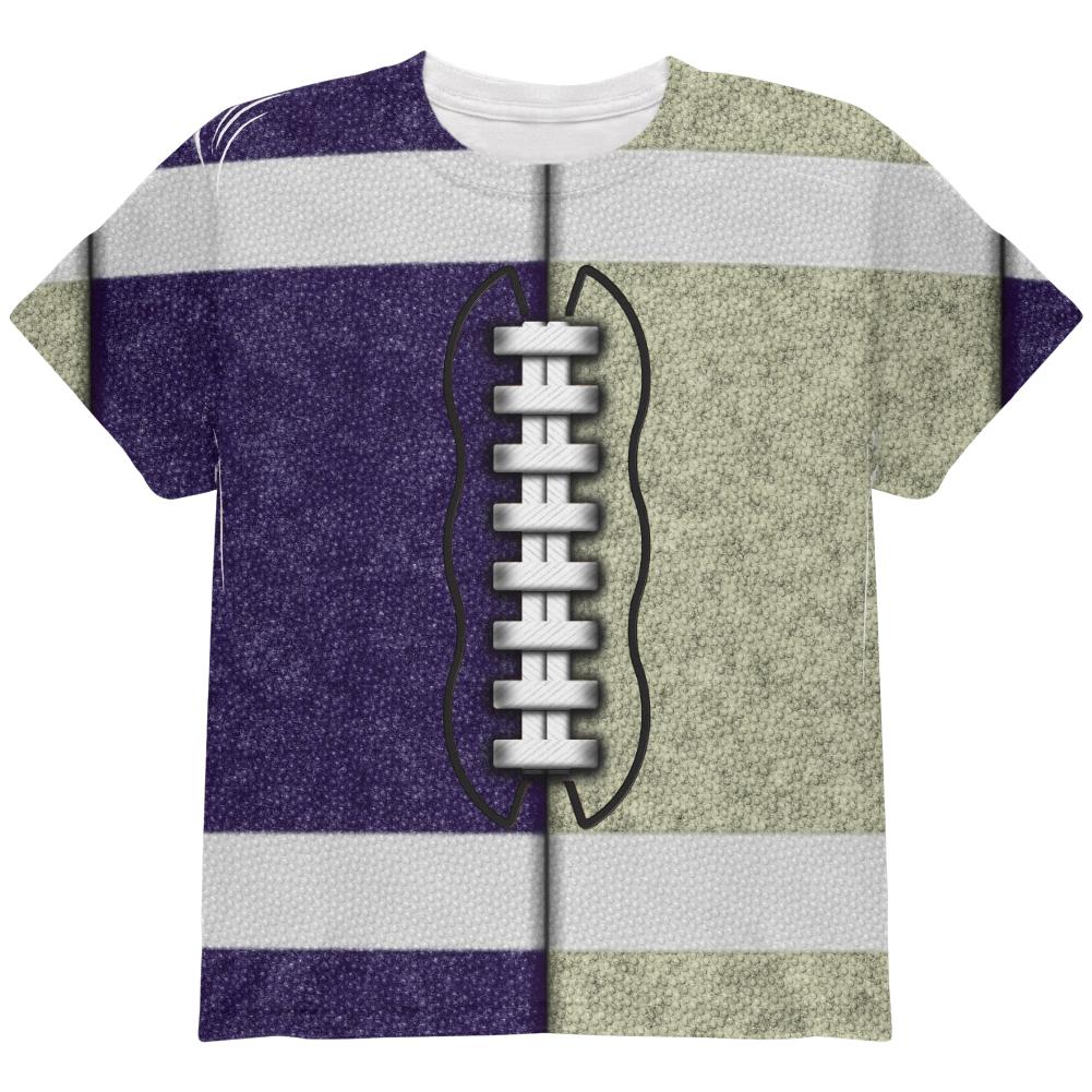 Fantasy Football Team Navy and Gold All Over Youth T Shirt Youth T-Shirts Old Glory LG Multi