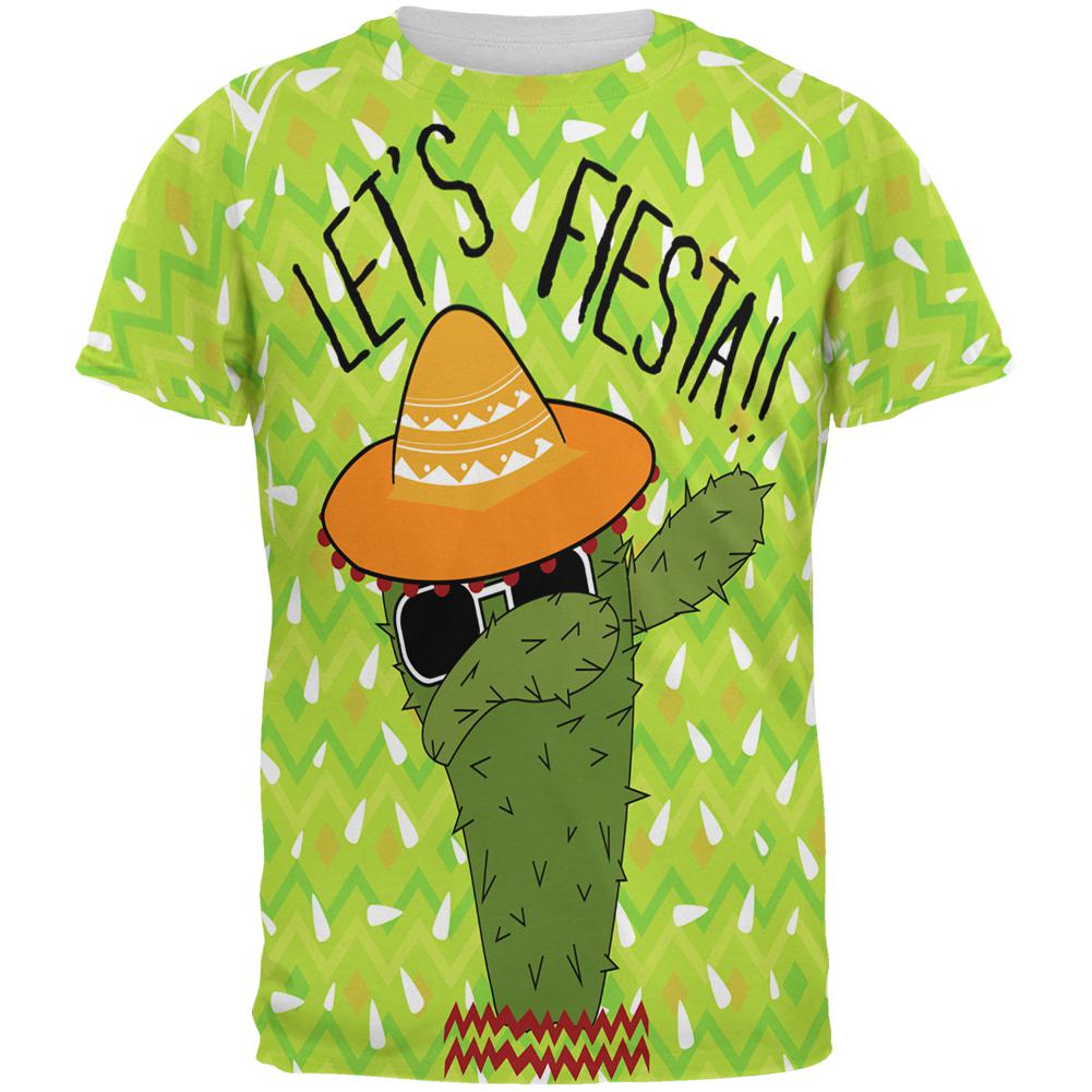 Cinco de Mayo Dabbing Cactus Let's Fiesta Party All Over Mens T Shirt Men's T-Shirts Old Glory 2XL Multi