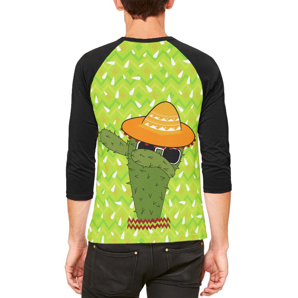 Cinco de Mayo Dabbing Cactus Let's Fiesta Party Mens Raglan T Shirt Men's T-Shirts Old Glory