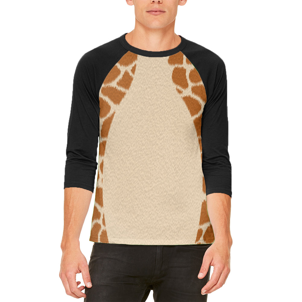 Halloween Giraffe Costume Mens Raglan T Shirt Men's Raglans Old Glory LG White