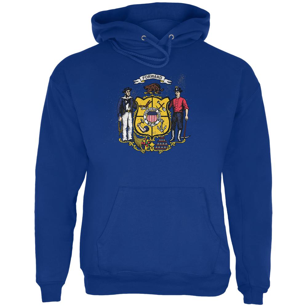 Born and Raised Wisconsin State Flag Mens Hoodie Men's Hoodies Old Glory 2XL Blue