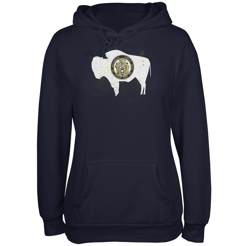 Born and Raised Wyoming State Flag Juniors Soft Hoodie Juniors Hoodies Old Glory 2XL Navy