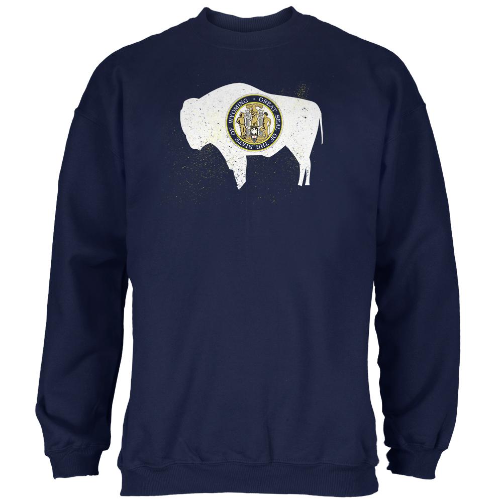 Born and Raised Wyoming State Flag Mens Sweatshirt Men's Sweatshirts Old Glory 2XL Navy