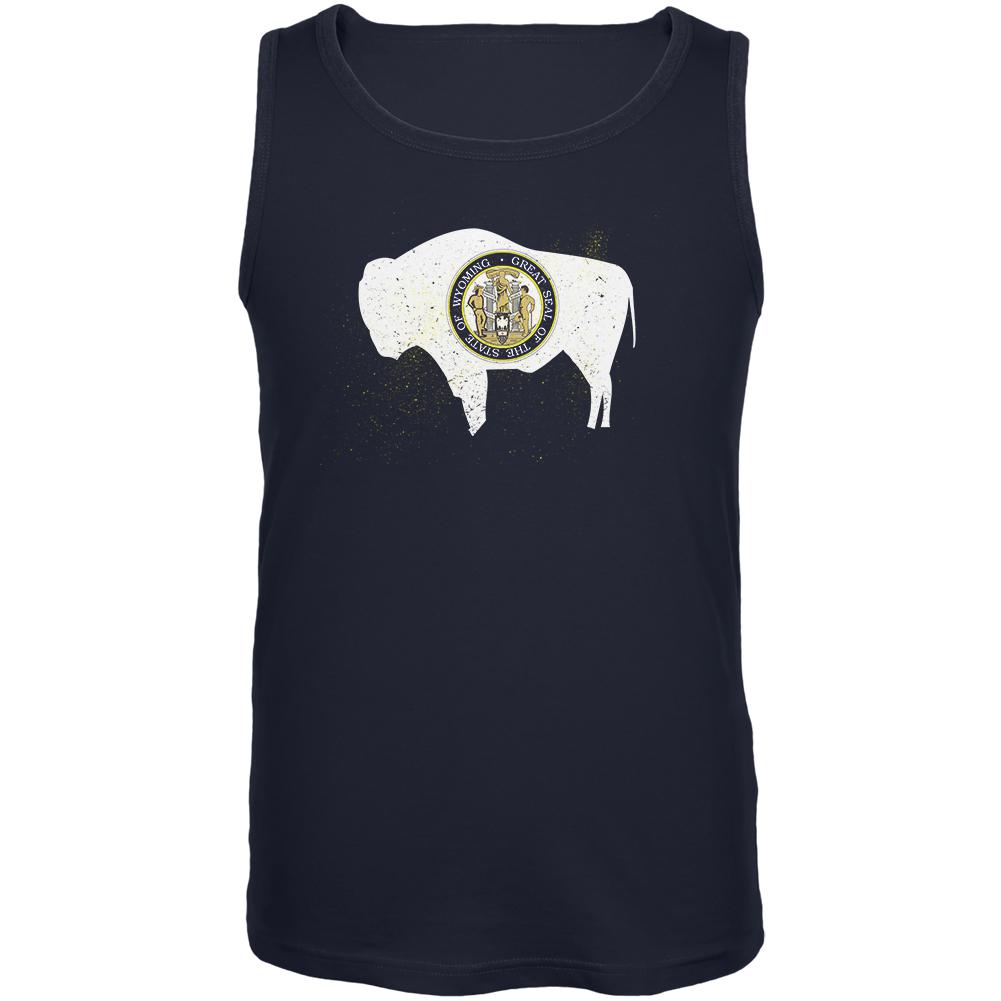 Born and Raised Wyoming State Flag Mens Tank Top Men's Tank Tops Old Glory 2XL Navy