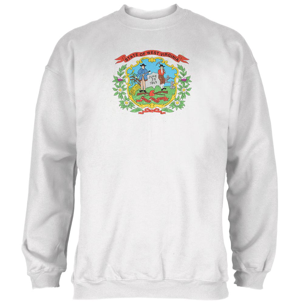 Born and Raised West Virginia State Flag Mens Sweatshirt Men's Sweatshirts Old Glory 2XL White