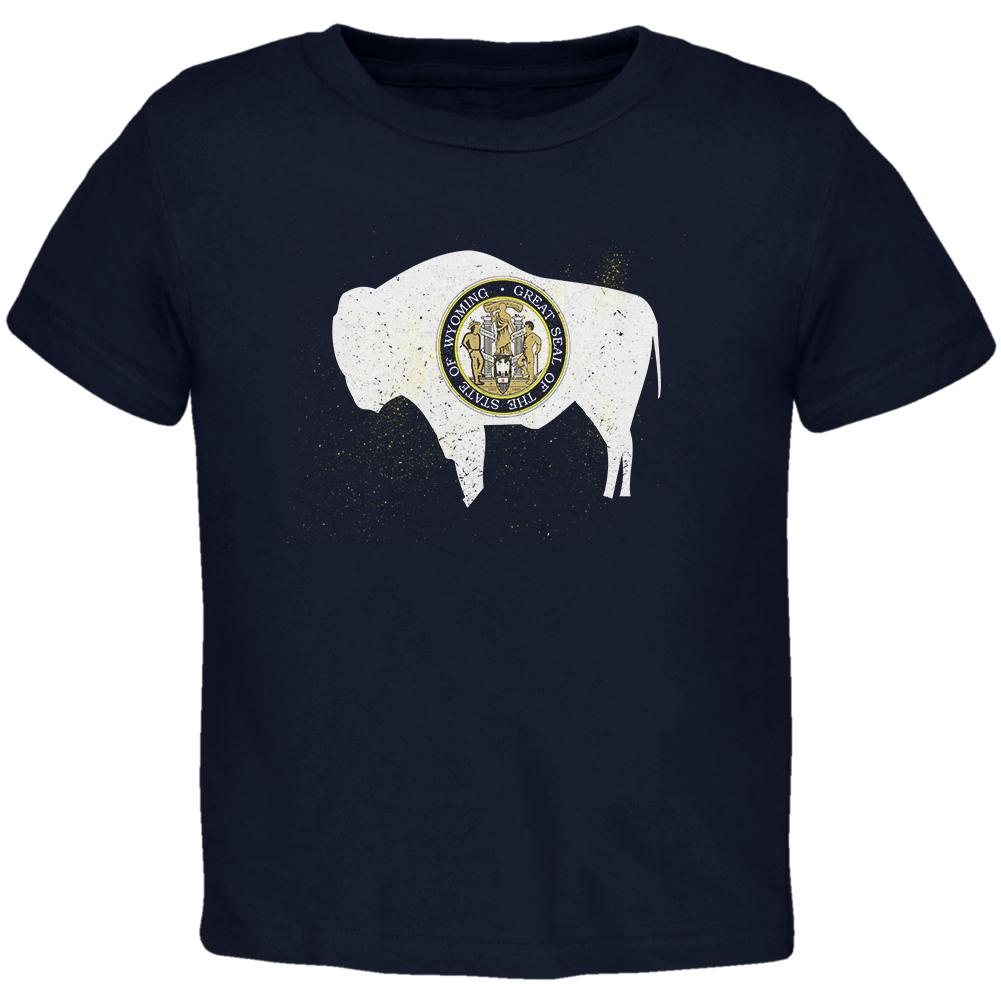 Born and Raised Wyoming State Flag Toddler T Shirt Toddler T-Shirts Old Glory 2T Navy