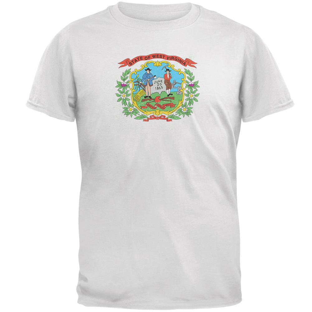 Born and Raised West Virginia State Flag Mens T Shirt Men's T-Shirts Old Glory 2XL White
