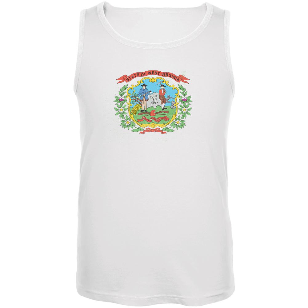 Born and Raised West Virginia State Flag Mens Tank Top Men's Tank Tops Old Glory 2XL White