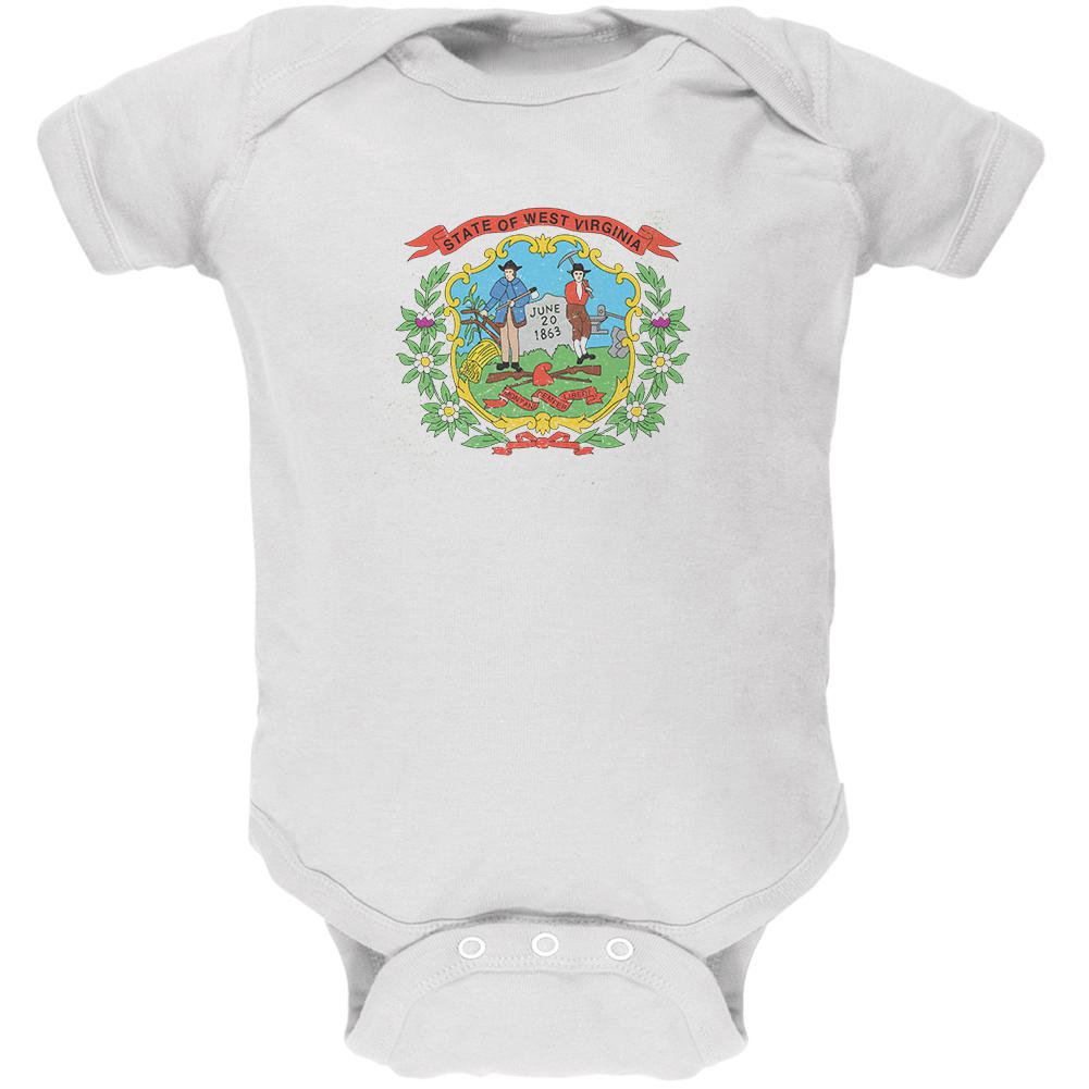 Born and Raised West Virginia State Flag Soft Baby One Piece Baby One Piece Old Glory 0-3M White