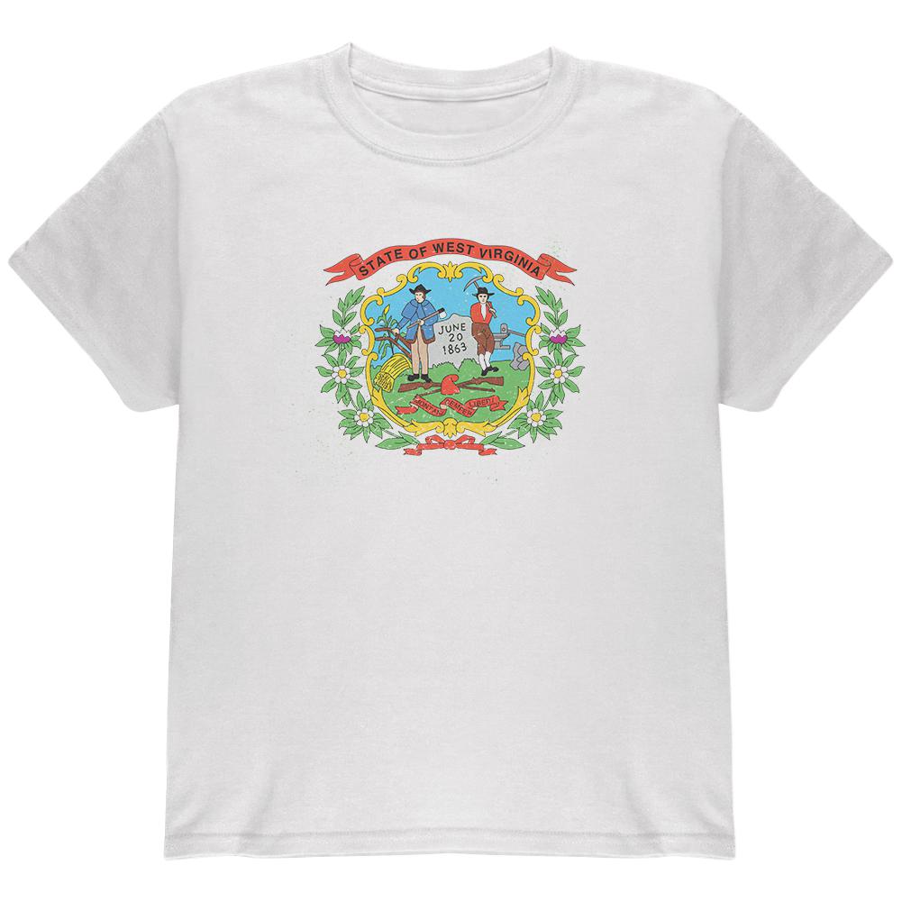 Born and Raised West Virginia State Flag Youth T Shirt Youth T-Shirts Old Glory LG White