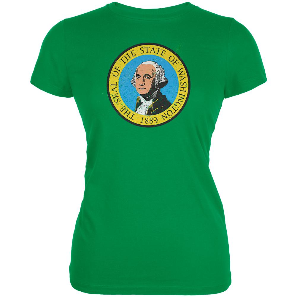 Born and Raised Washington State Flag Juniors Soft T Shirt Juniors T-Shirts Old Glory 2XL Green