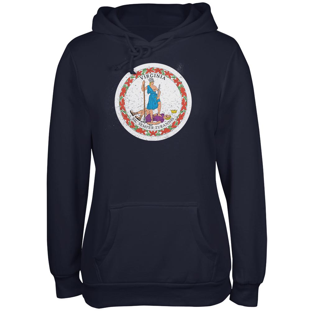 Born and Raised Virginia State Flag Juniors Soft Hoodie Juniors Hoodies Old Glory 2XL Navy