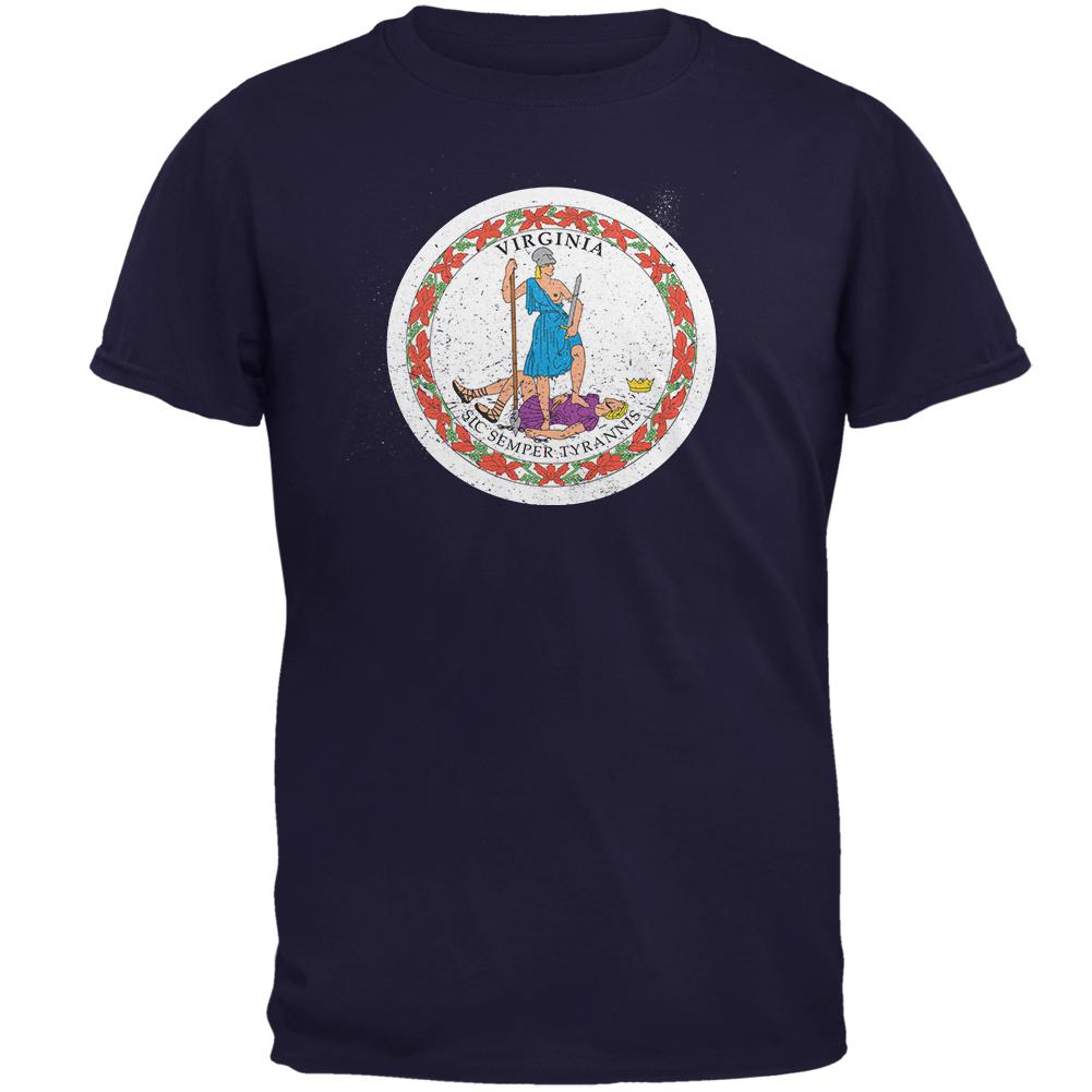Born and Raised Virginia State Flag Mens T Shirt Men's T-Shirts Old Glory 2XL Navy