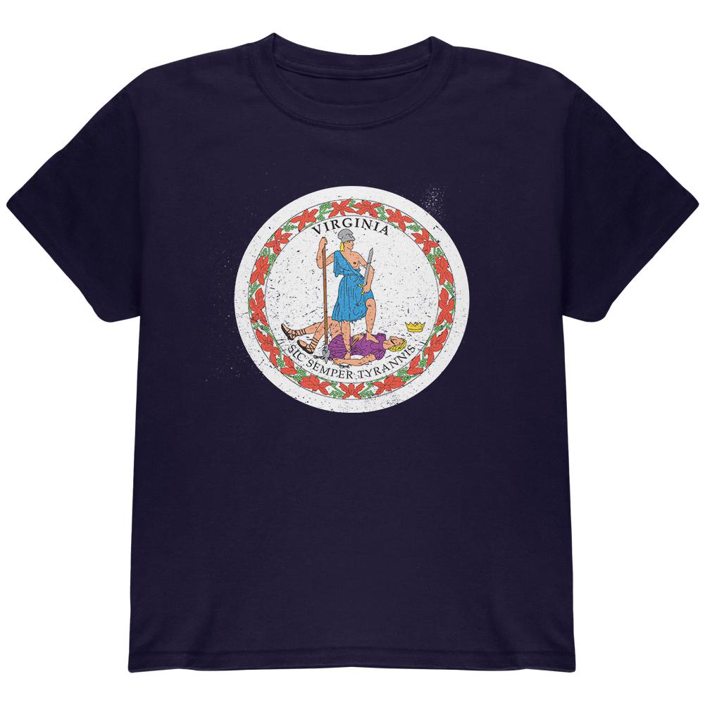 Born and Raised Virginia State Flag Youth T Shirt Youth T-Shirts Old Glory LG Navy