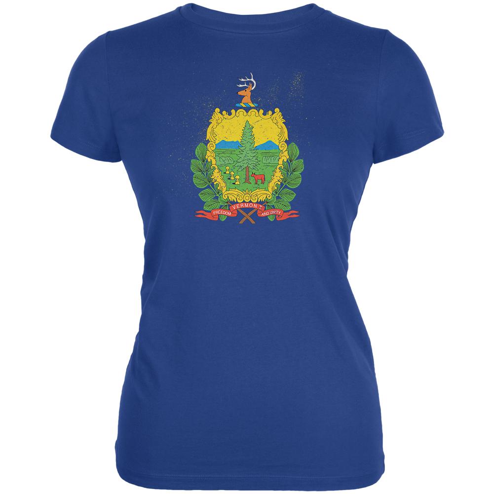 Born and Raised Vermont State Flag Juniors Soft T Shirt Juniors T-Shirts Old Glory 2XL Blue