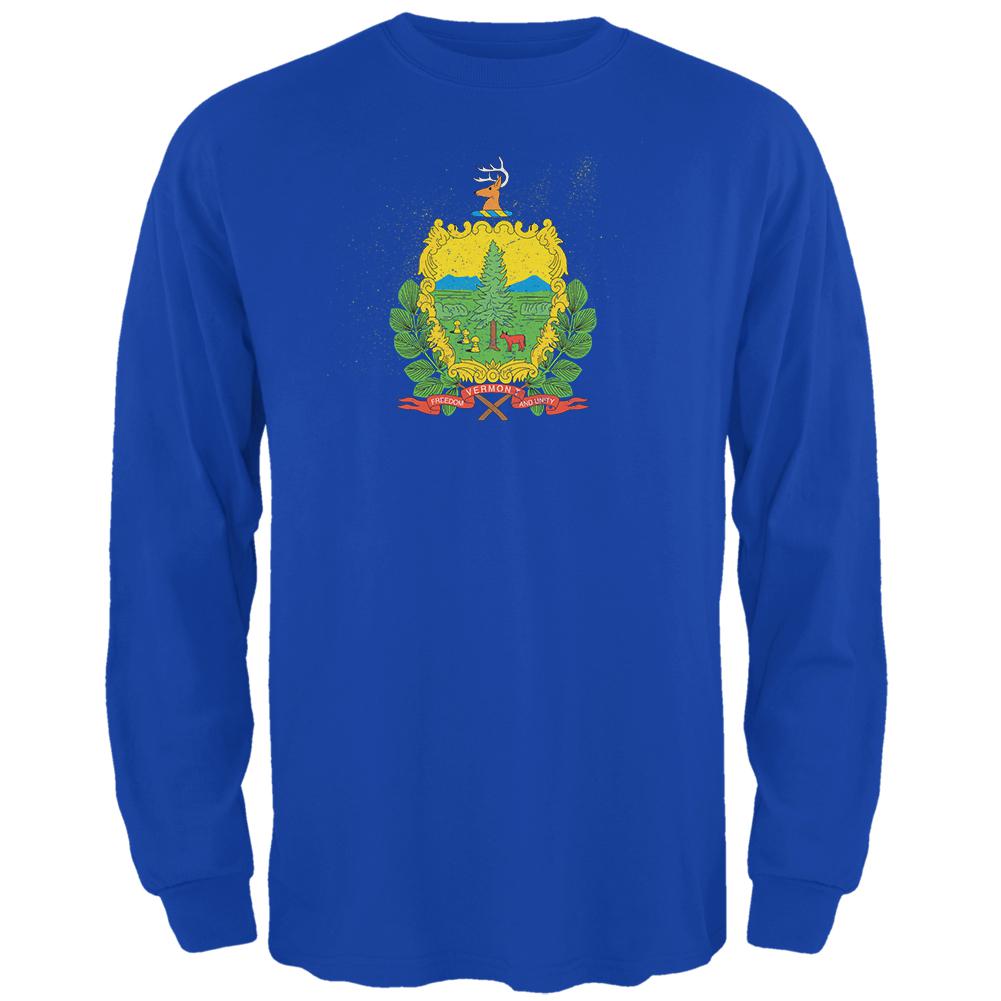 Born and Raised Vermont State Flag Mens Long Sleeve T Shirt Men's Long Sleeves Old Glory 2XL Blue