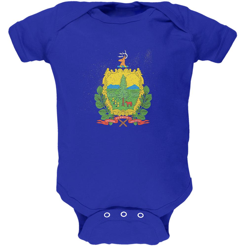 Born and Raised Vermont State Flag Soft Baby One Piece Baby One Piece Old Glory 0-3M Blue