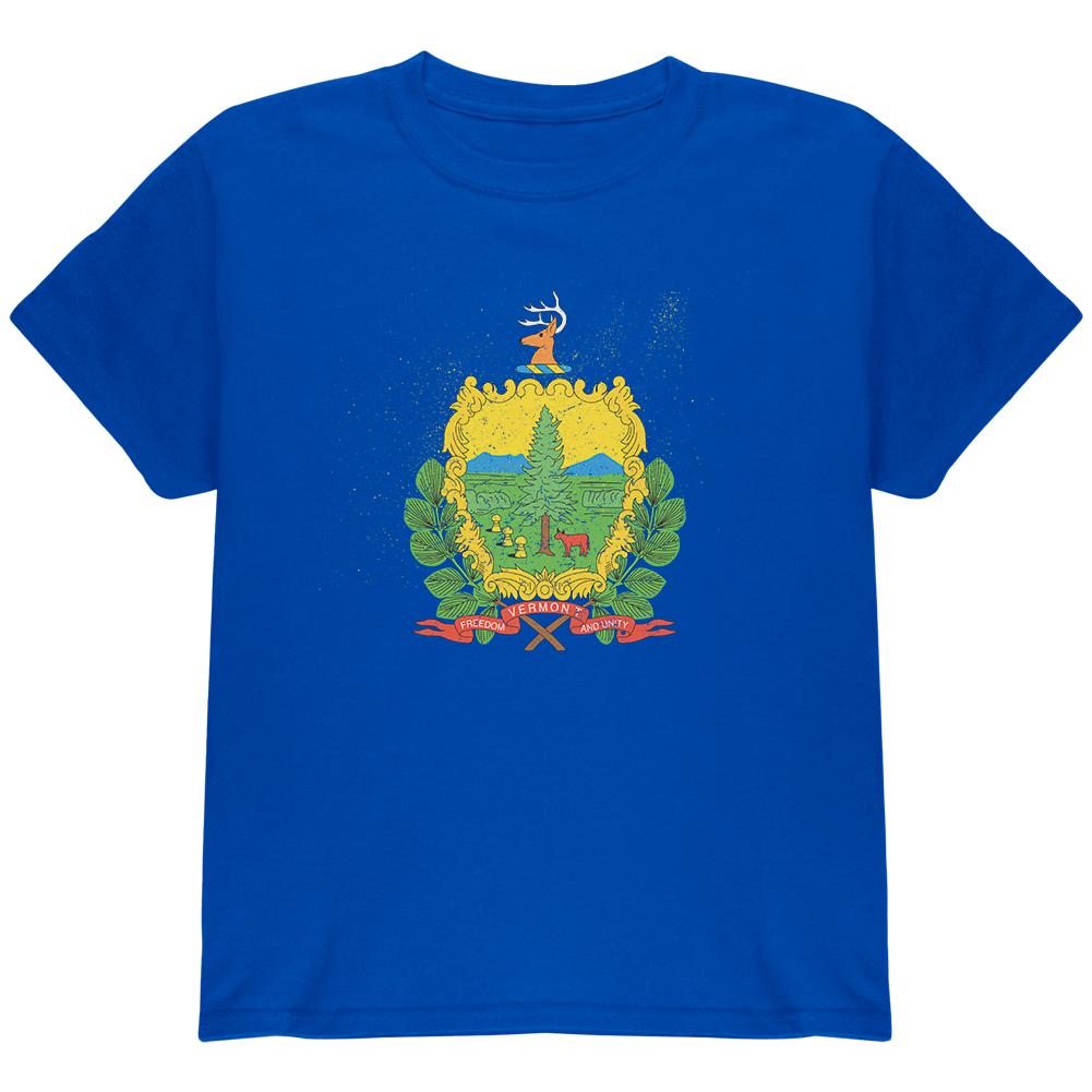 Born and Raised Vermont State Flag Youth T Shirt Youth T-Shirts Old Glory LG Blue