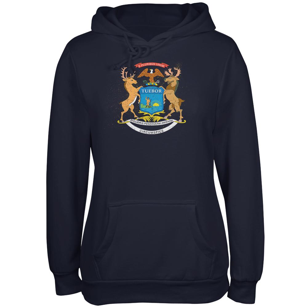 Born and Raised Michigan State Flag Juniors Soft Hoodie Juniors Hoodies Old Glory 2XL Navy