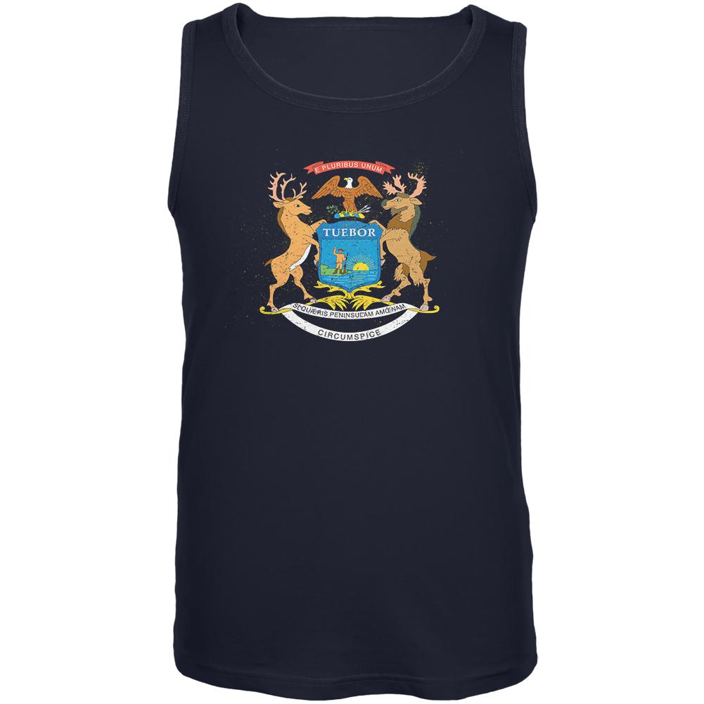 Born and Raised Michigan State Flag Mens Tank Top Men's Tank Tops Old Glory 2XL Navy