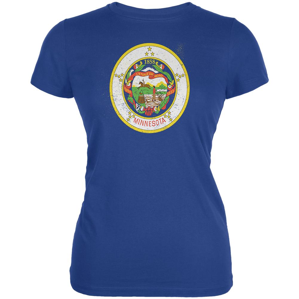 Born and Raised Minnesota State Flag Juniors Soft T Shirt Juniors T-Shirts Old Glory 2XL Blue