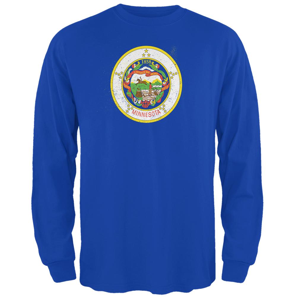 Born and Raised Minnesota State Flag Mens Long Sleeve T Shirt Men's Long Sleeves Old Glory 2XL Blue