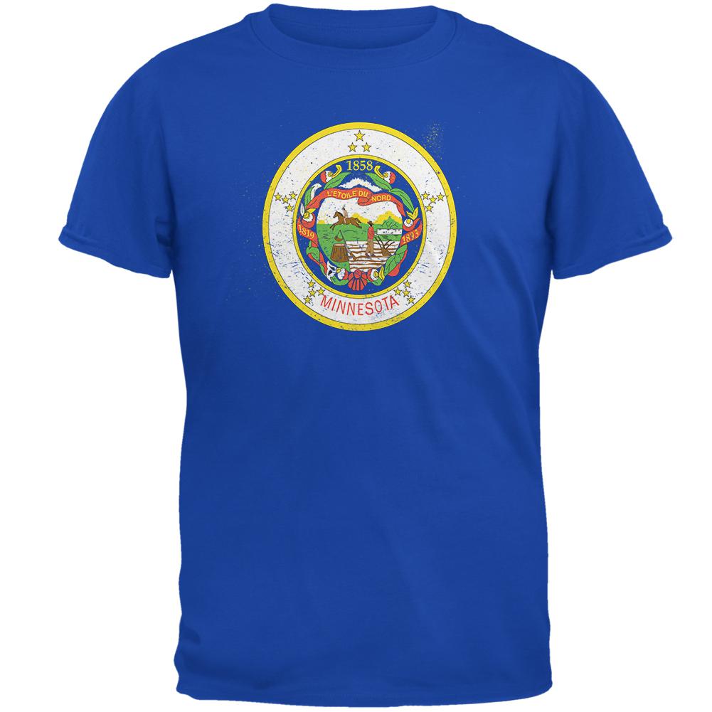 Born and Raised Minnesota State Flag Mens Soft T Shirt Men's T-Shirts Old Glory 2XL Blue