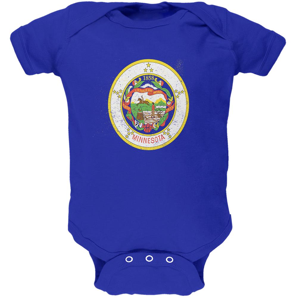 Born and Raised Minnesota State Flag Soft Baby One Piece Baby One Piece Old Glory 0-3M Blue