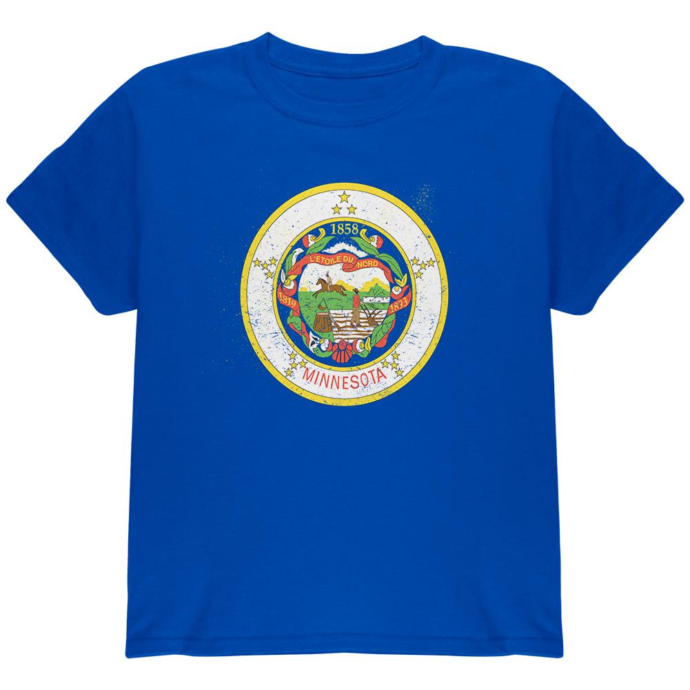 Born and Raised Minnesota State Flag Youth T Shirt Youth T-Shirts Old Glory LG Blue