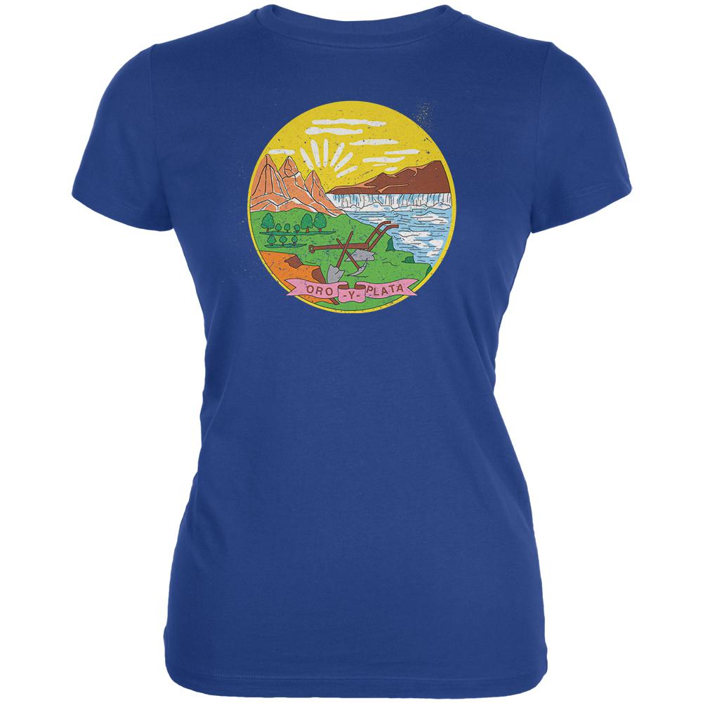 Born and Raised Montana State Flag Juniors Soft T Shirt Juniors T-Shirts Old Glory 2XL Blue