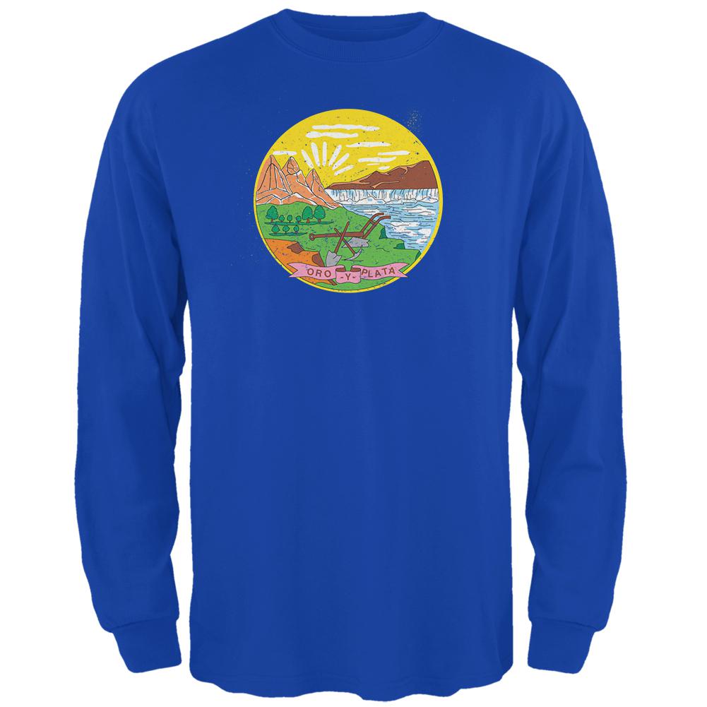 Born and Raised Montana State Flag Mens Long Sleeve T Shirt Men's Long Sleeves Old Glory 2XL Blue