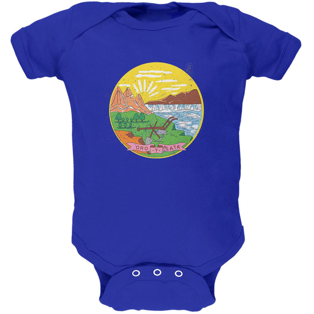 Born and Raised Montana State Flag Soft Baby One Piece Baby One Piece Old Glory 0-3M Blue