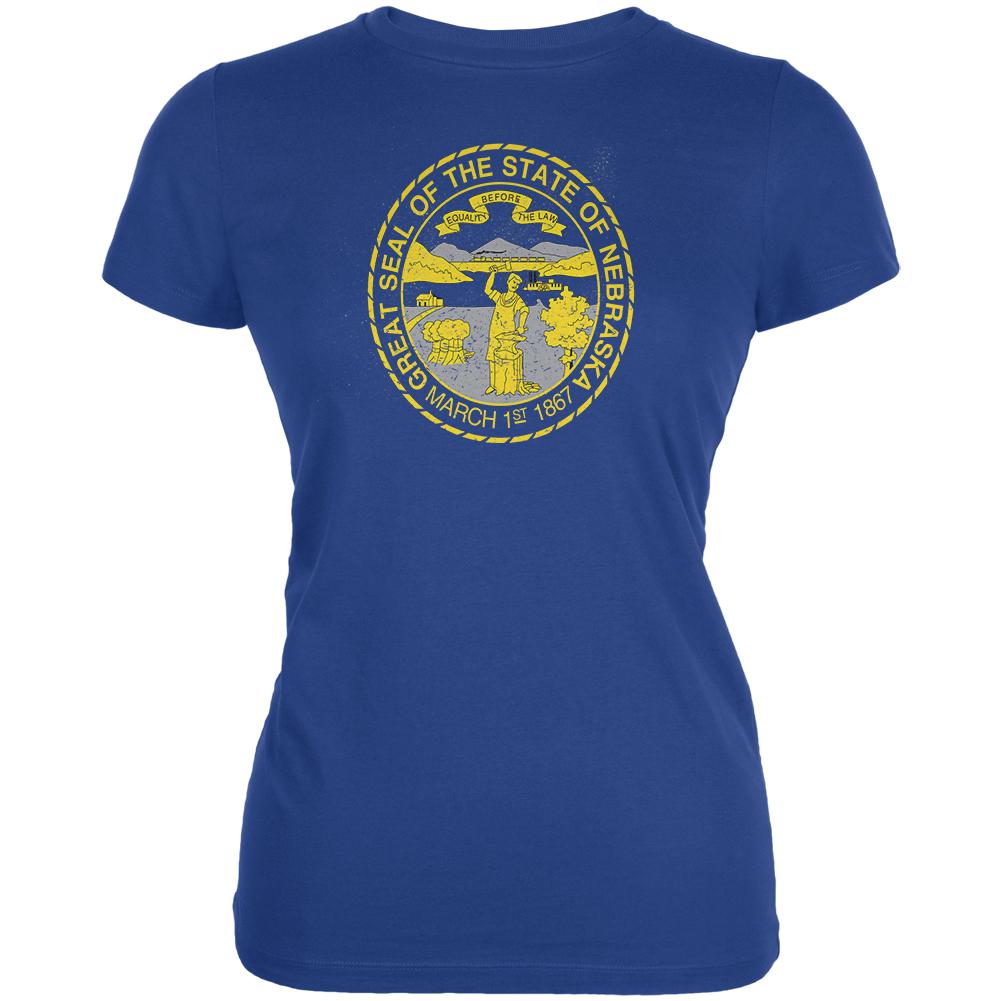 Born and Raised Nebraska State Flag Juniors Soft T Shirt Juniors T-Shirts Old Glory 2XL Blue