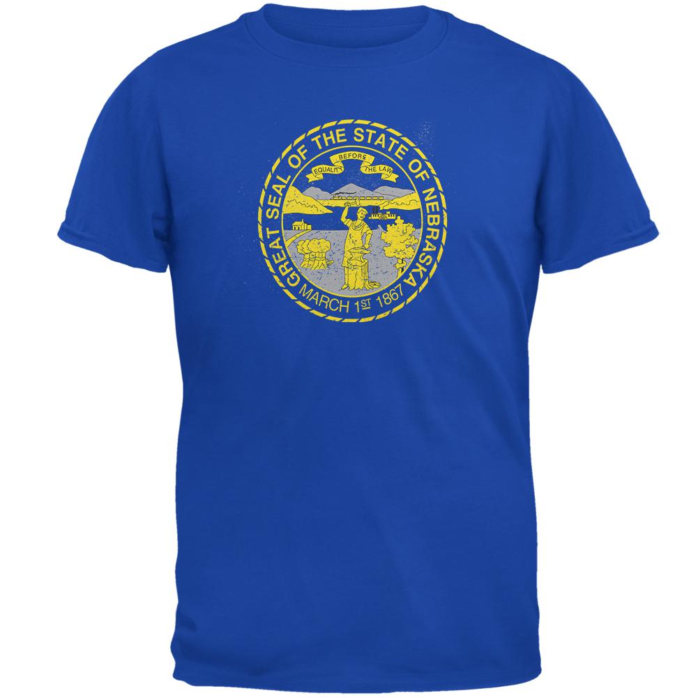 Born and Raised Nebraska State Flag Mens Soft T Shirt Men's T-Shirts Old Glory 2XL Blue