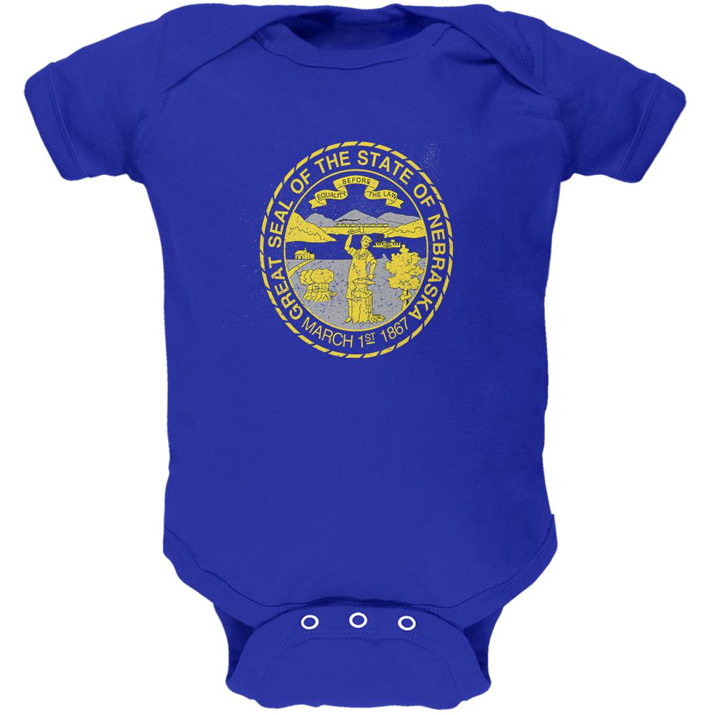 Born and Raised Nebraska State Flag Soft Baby One Piece Baby One Piece Old Glory 0-3M Blue