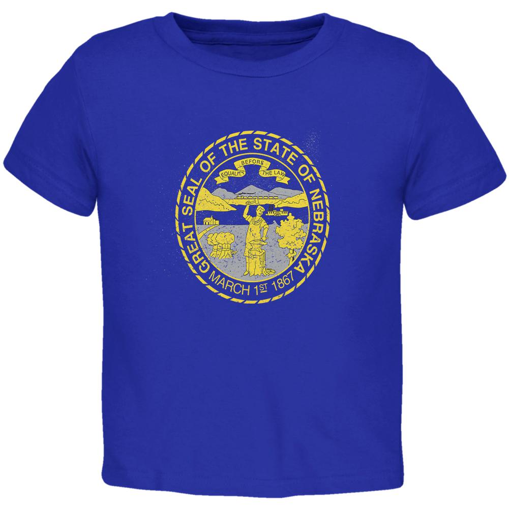 Born and Raised Nebraska State Flag Toddler T Shirt Toddler T-Shirts Old Glory 2T Blue