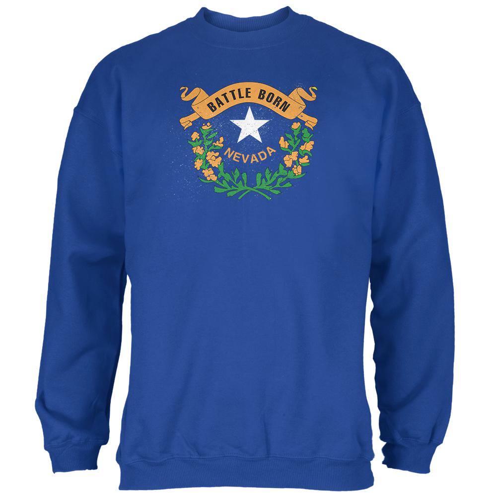 Born and Raised Nevada State Flag Mens Sweatshirt Men's Sweatshirts Old Glory 2XL Blue
