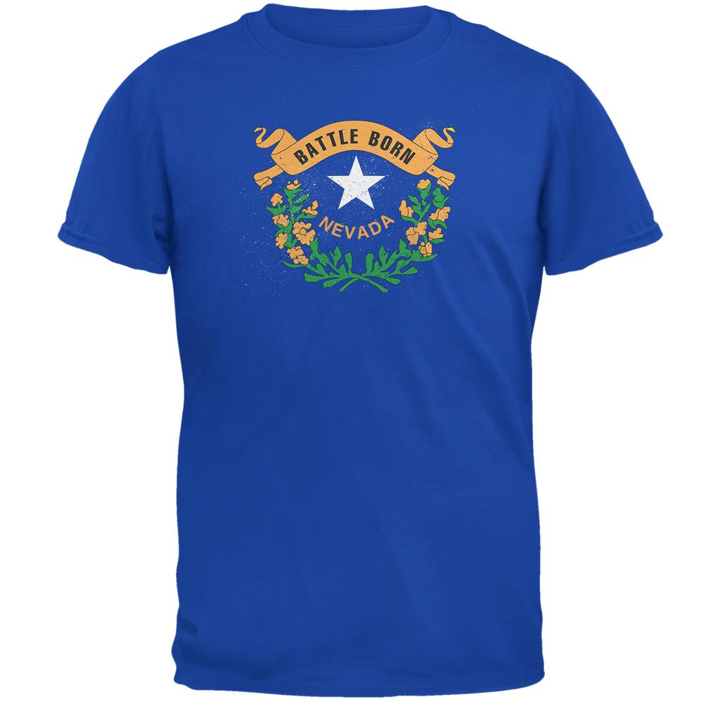 Born and Raised Nevada State Flag Mens Soft T Shirt Men's T-Shirts Old Glory 2XL Blue