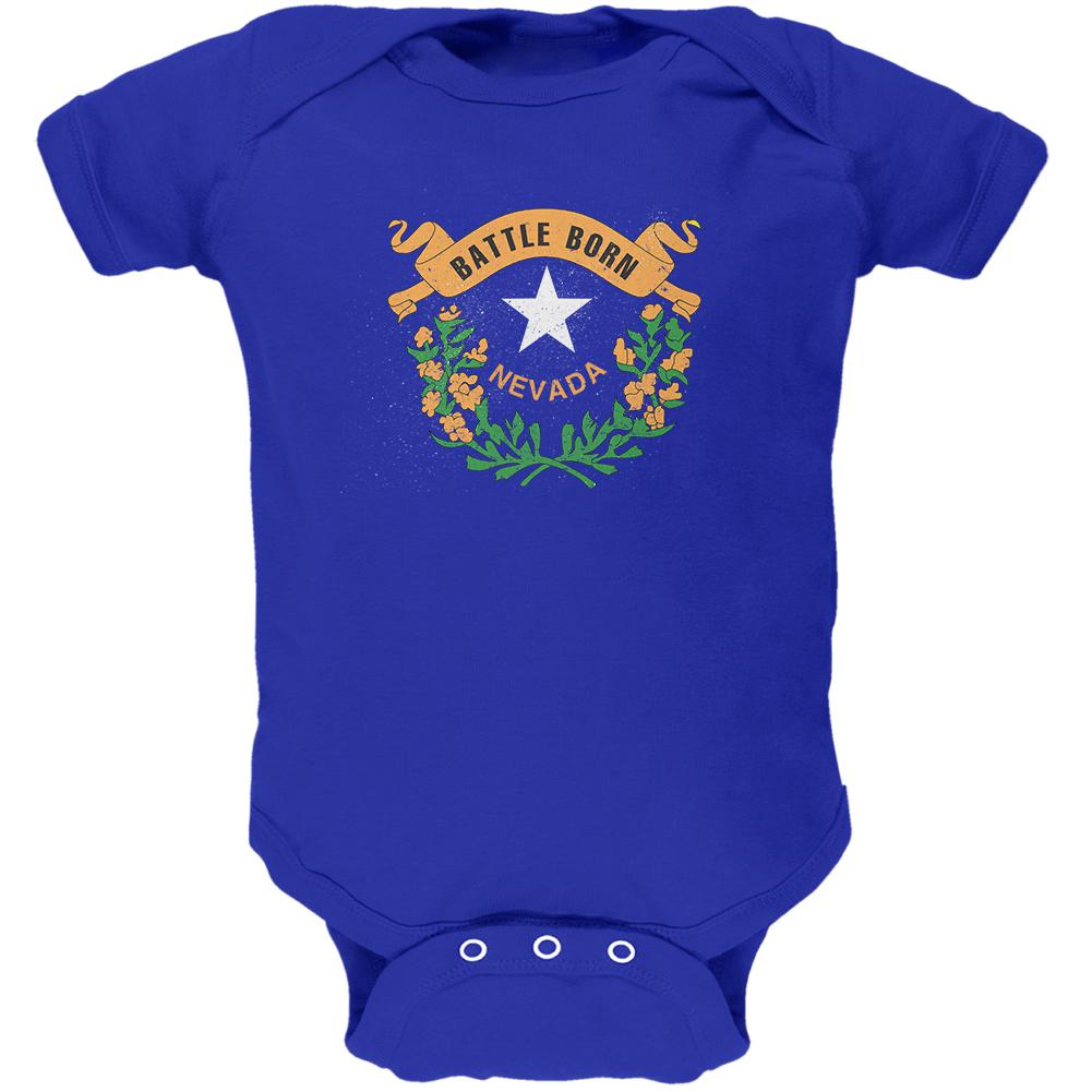 Born and Raised Nevada State Flag Soft Baby One Piece Baby One Piece Old Glory 0-3M Blue