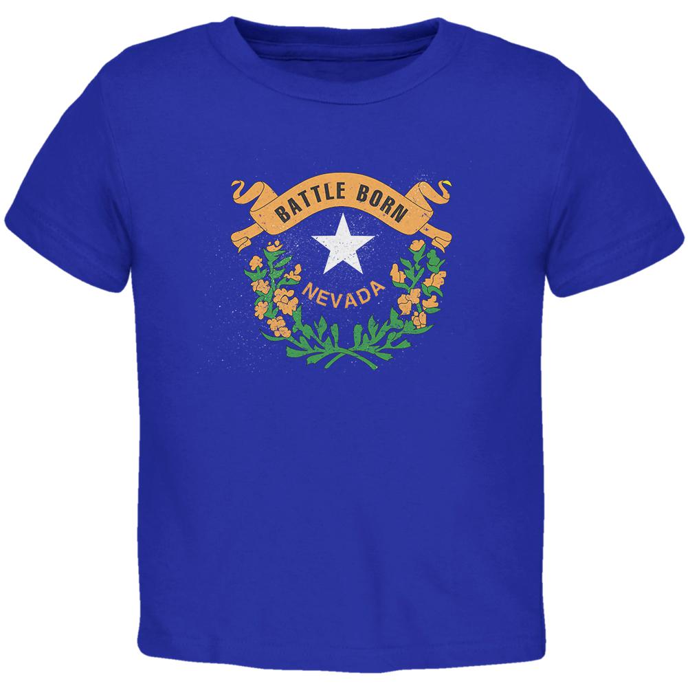 Born and Raised Nevada State Flag Toddler T Shirt Toddler T-Shirts Old Glory 2T Blue