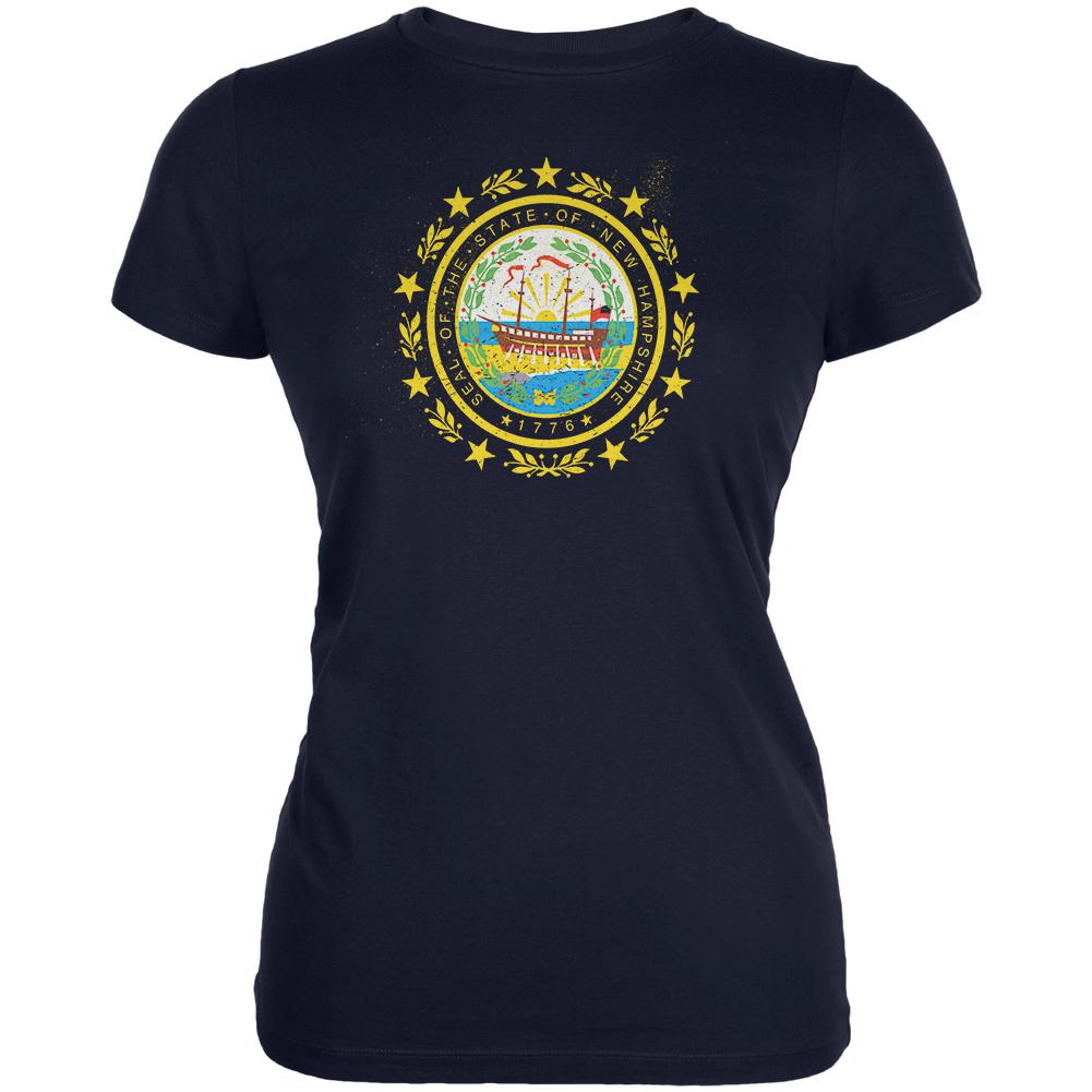 Born and Raised New Hampshire State Flag Juniors Soft T Shirt Juniors T-Shirts Old Glory 2XL Navy