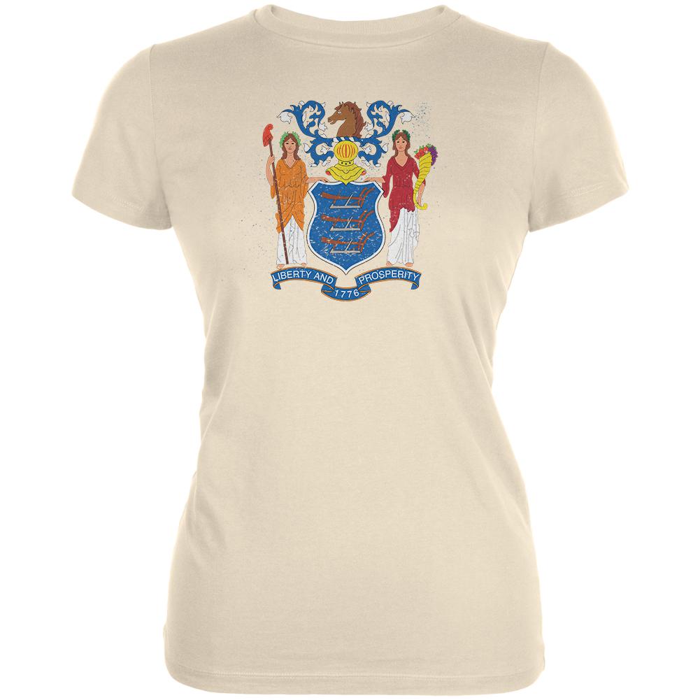 Born and Raised New Jersey State Flag Juniors Soft T Shirt Juniors T-Shirts Old Glory 2XL Yellow
