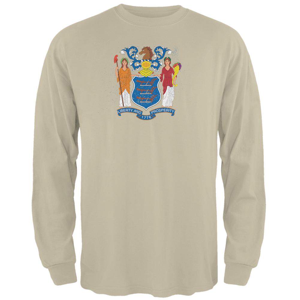 Born and Raised New Jersey State Flag Mens Long Sleeve T Shirt Men's Long Sleeves Old Glory 2XL Brown
