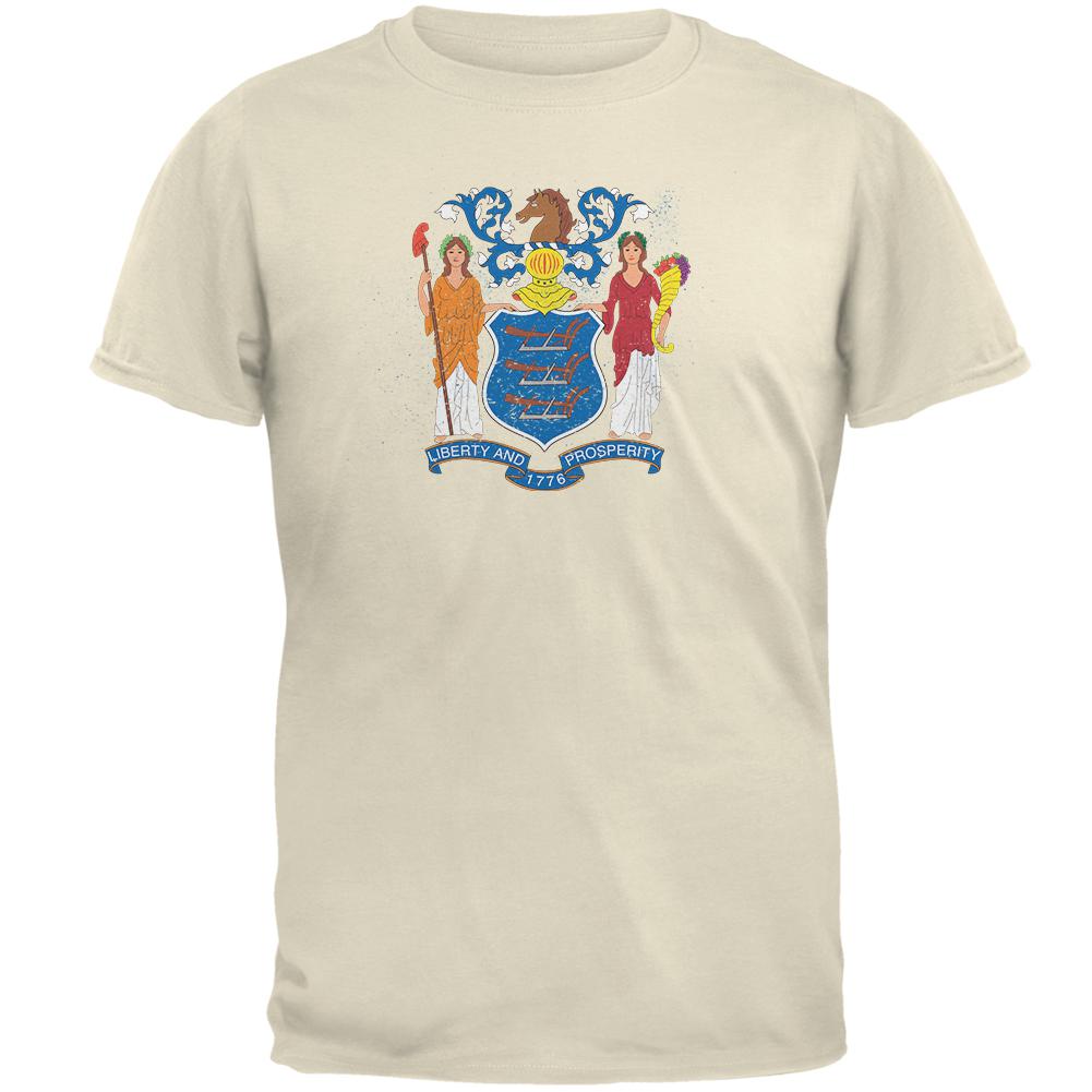 Born and Raised New Jersey State Flag Mens T Shirt Men's T-Shirts Old Glory 2XL White