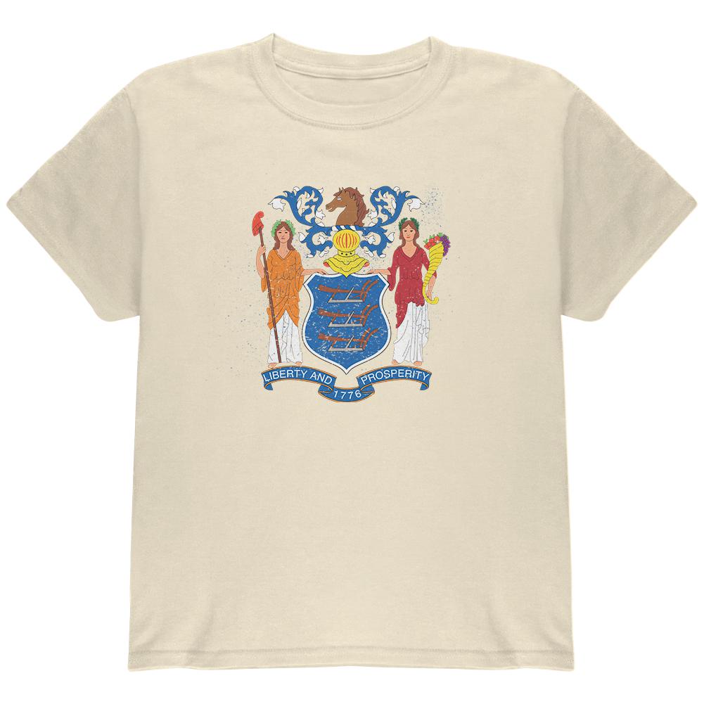 Born and Raised New Jersey State Flag Youth T Shirt Youth T-Shirts Old Glory LG White