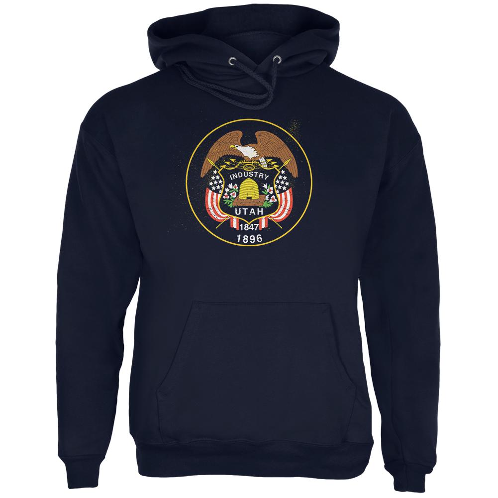 Born and Raised Utah State Flag Mens Hoodie Men's Hoodies Old Glory 2XL Navy