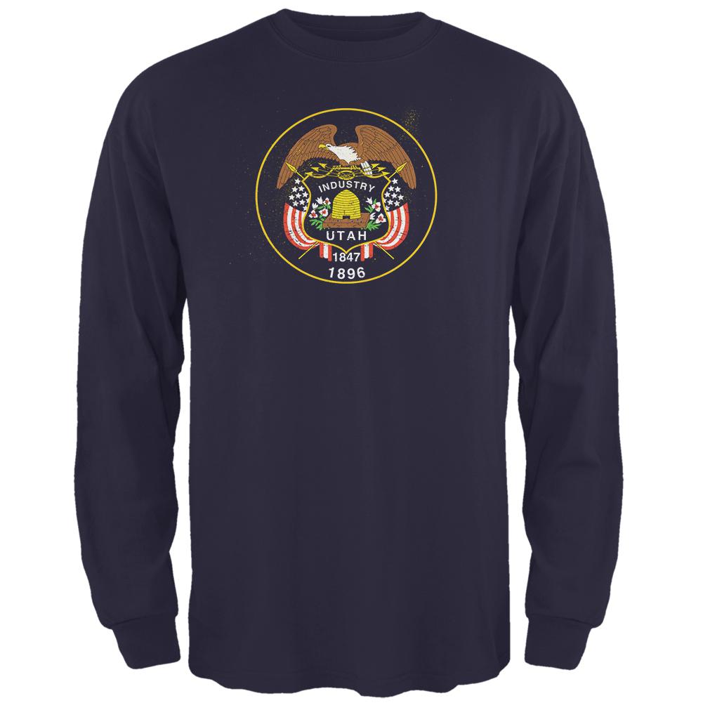 Born and Raised Utah State Flag Mens Long Sleeve T Shirt Men's Long Sleeves Old Glory 2XL Navy
