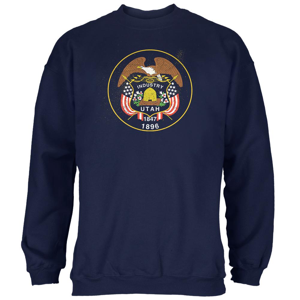 Born and Raised Utah State Flag Mens Sweatshirt Men's Sweatshirts Old Glory 2XL Navy